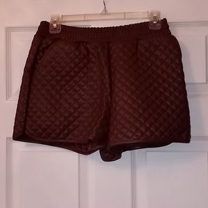 Brown quilted leather like shorts